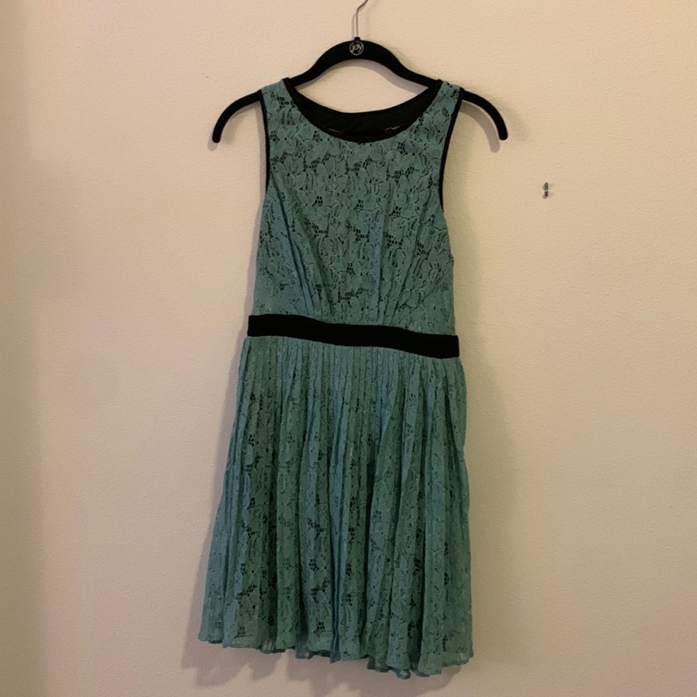 Teal Blue & Black semi formal dress